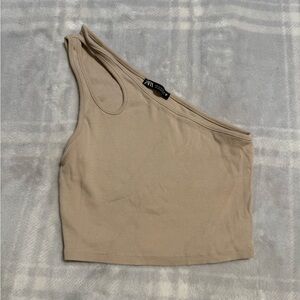 One shoulder nude Zara crop top